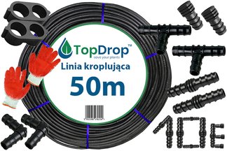 Linia kroplująca (wąż kroplujący) Top Drop 50mb 2l/h 33cm + 10 akcesoriów + rękawice GRATIS