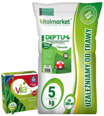 Trawa na tereny sportowe, intensywnie użytkowane Deptum Rolmarket 5kg + Nawóz to trawy Pro-Complex Vila Yara 1 kg